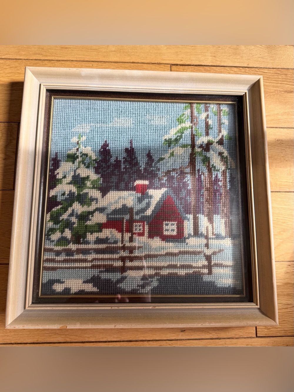 🏡Vintage Framed Cabin Cross Stitch - Farm House Decor - Grandma Core🏡